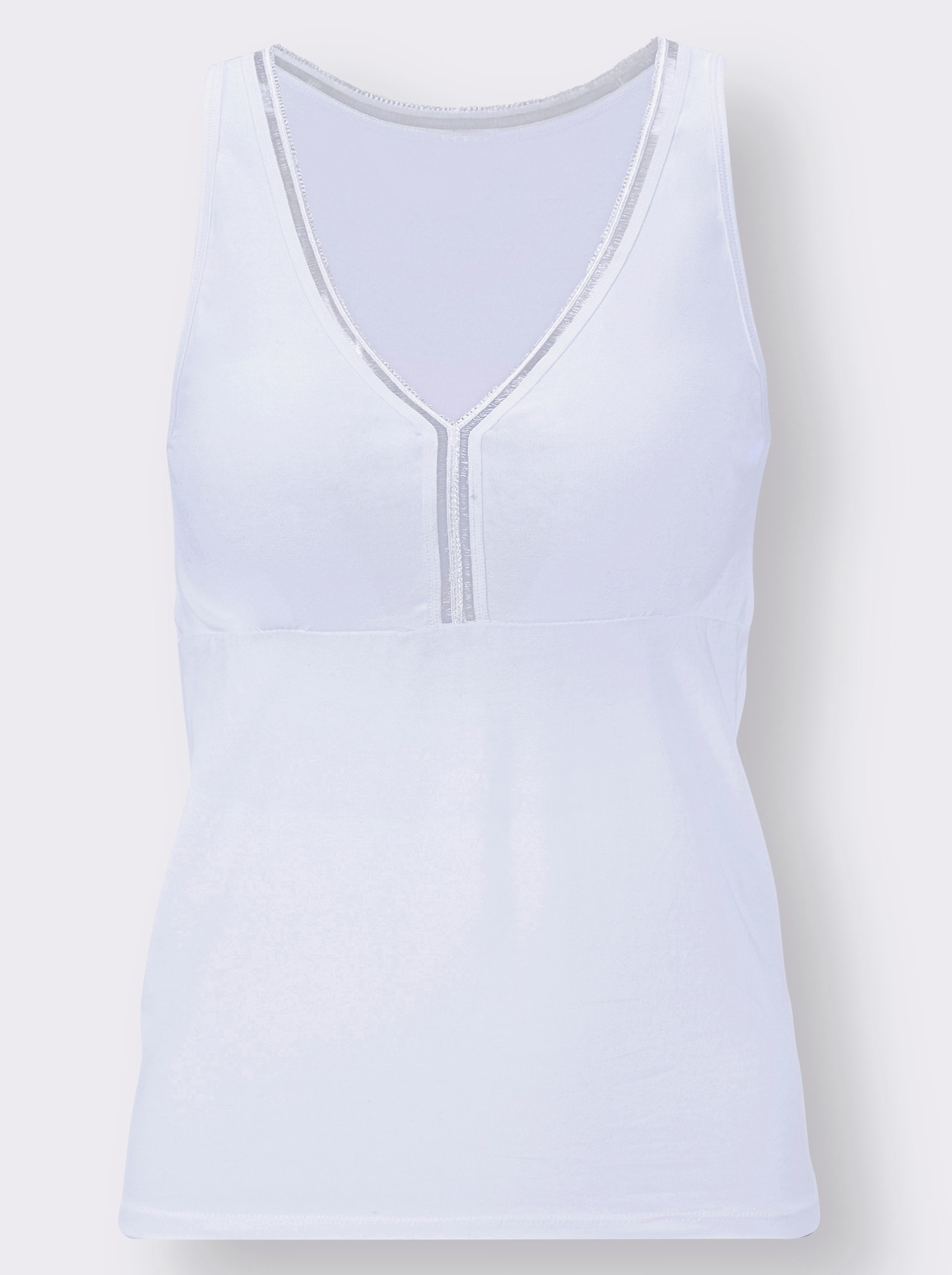 wäschepur BH-linne med elastiskt dekorband - vit