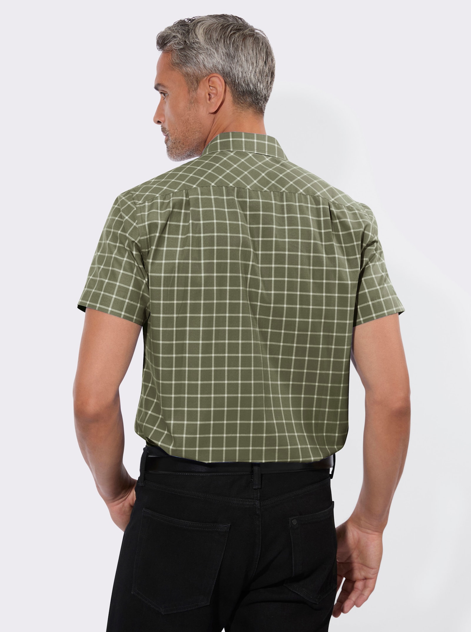Karohemd mit aufgesetzten Brusttaschen - khaki-ecru-kariert