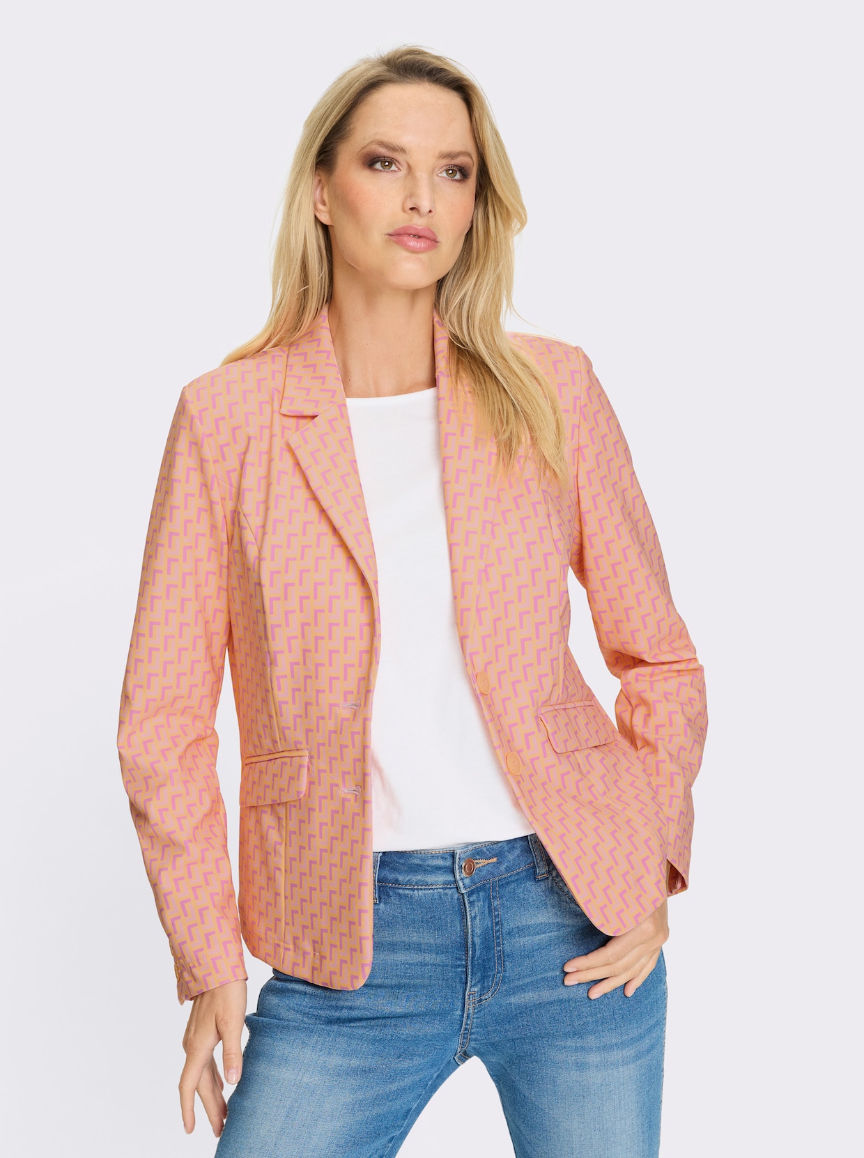 heine Jerseyblazer - apricot-rosé-bedruckt