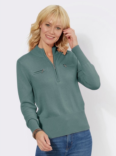 Langarm-Pullover - jade