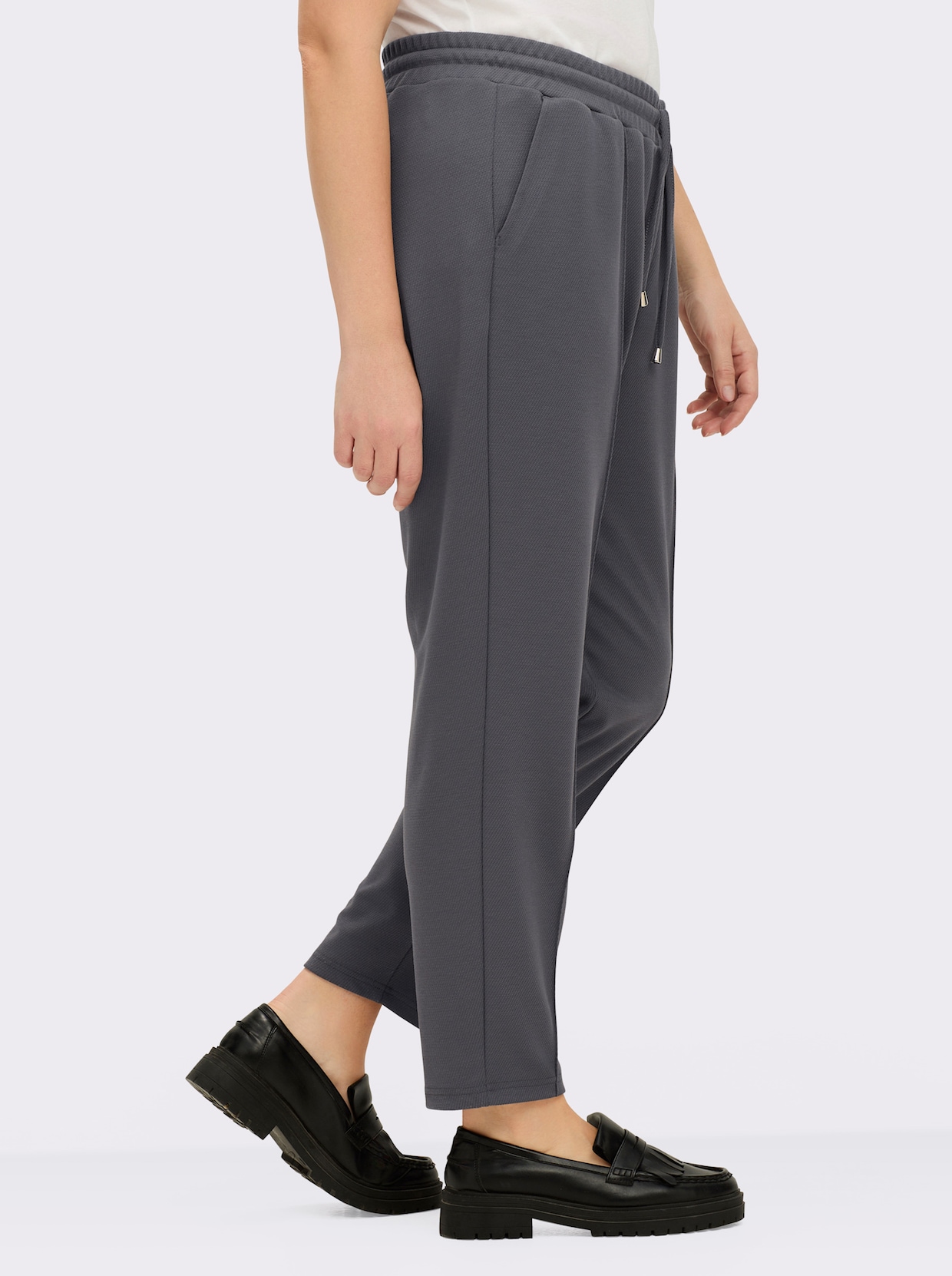 Jogg Pants mit Rundum-Dehnbund, Tunnelzug und Bindeband - anthrazit