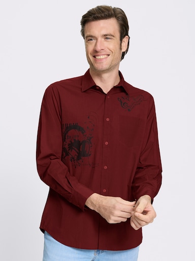 Catamaran Langarmhemd mit platzierten Prints, Baumwolle - dunkelrot-bedruckt