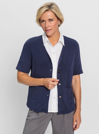 Shirtjacke in Jacquard-Qualität - marine