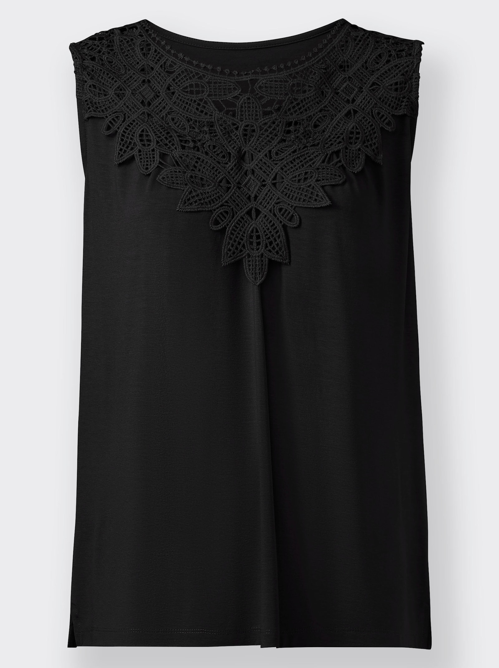 Shirttop met kant bij de hals - zwart
