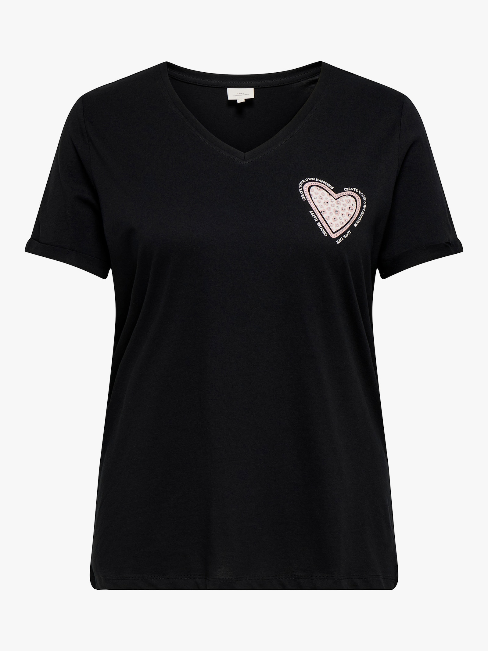 ONLY CARMAKOMA Kurzarmshirt - black print:heart