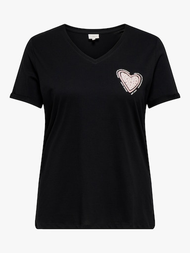 ONLY CARMAKOMA Kurzarmshirt - black print:heart