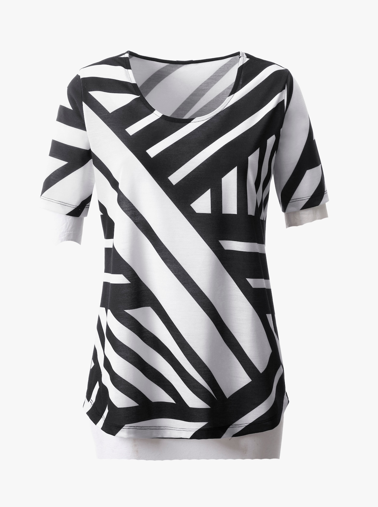 Tričko s krátkymi rukávmi - Čierno-biely vzor
