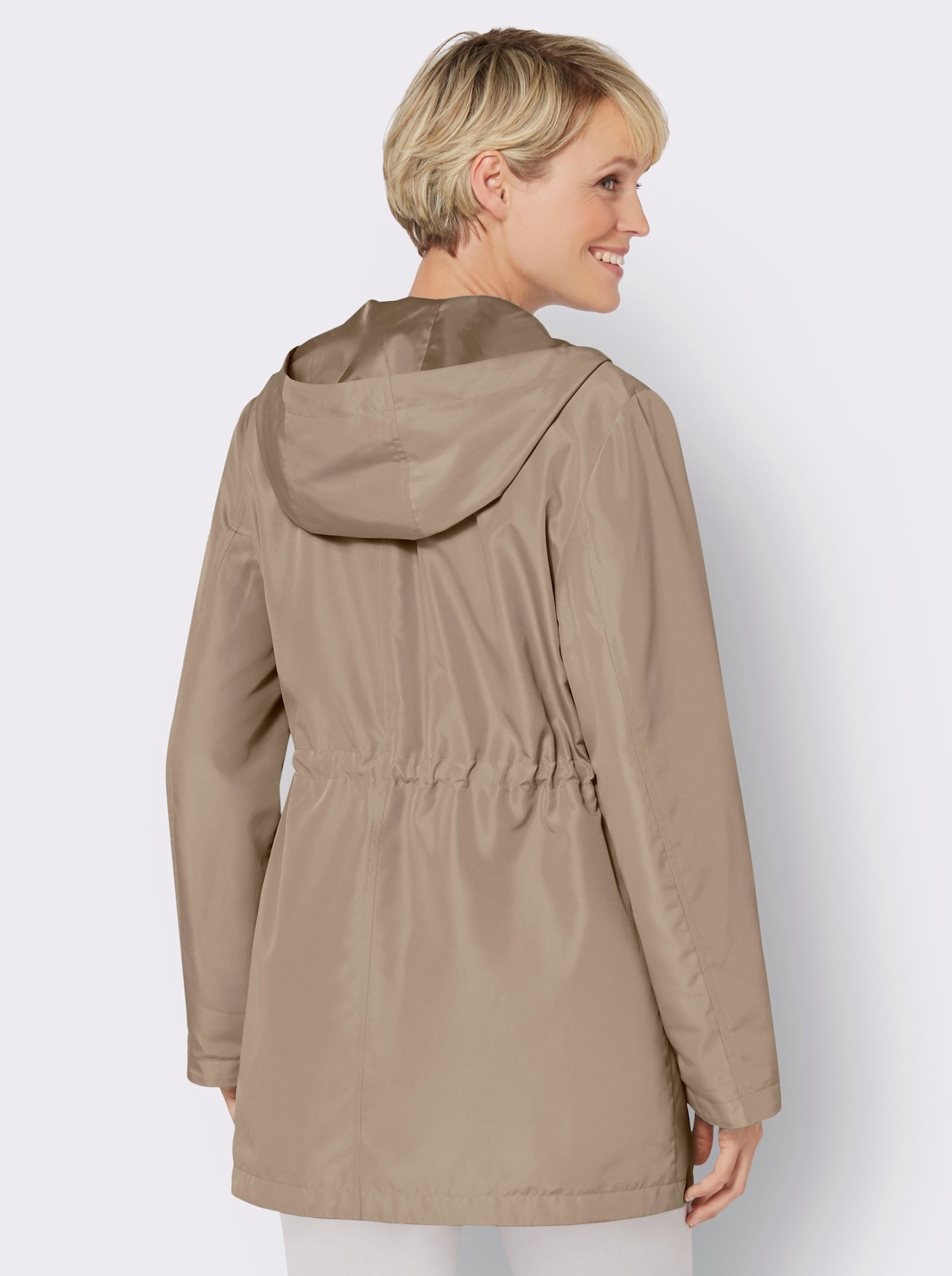 Jacke mit Tunnelzug in der Taille - beige