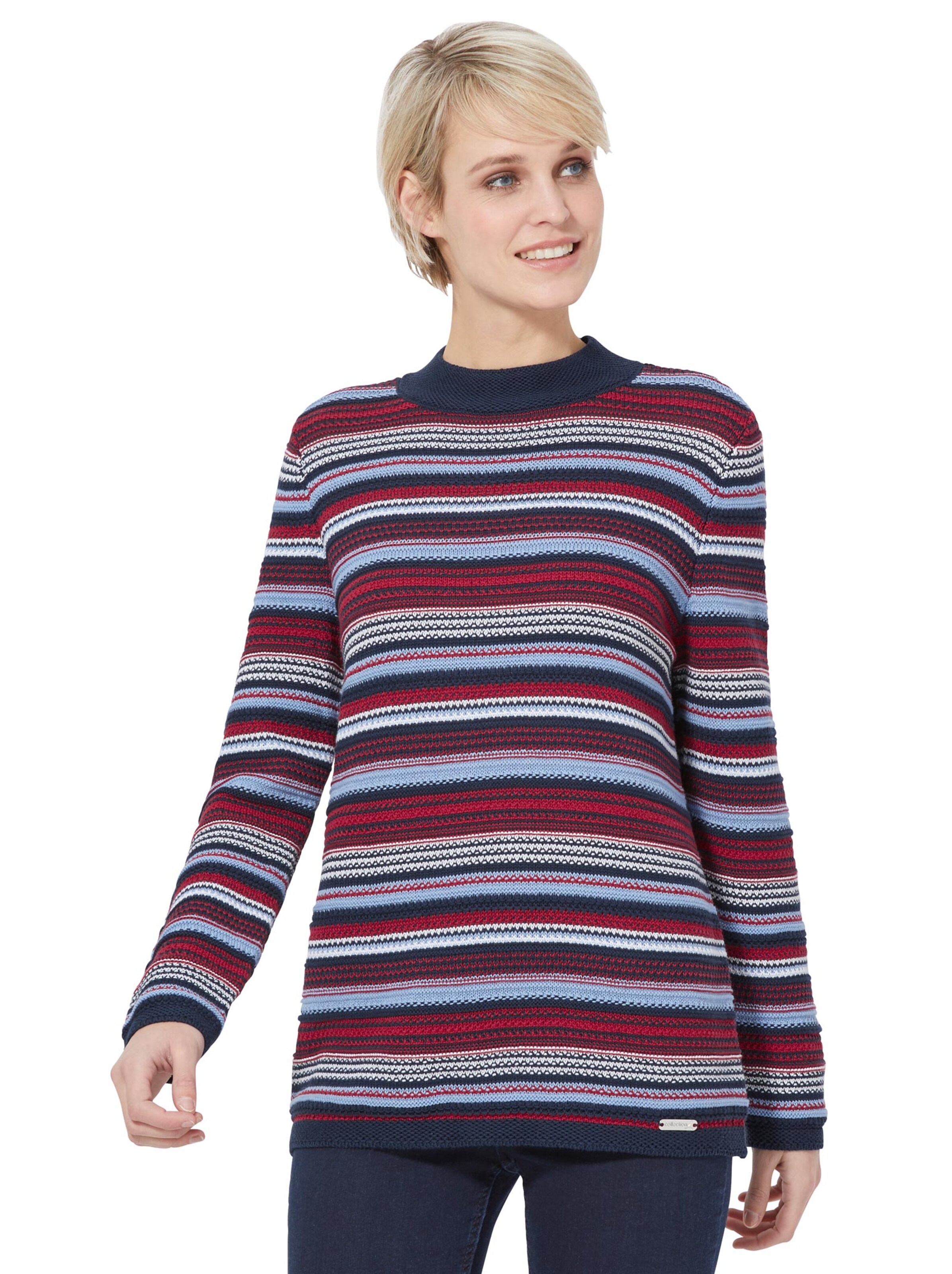 Pullover - marine-rot-gestreift