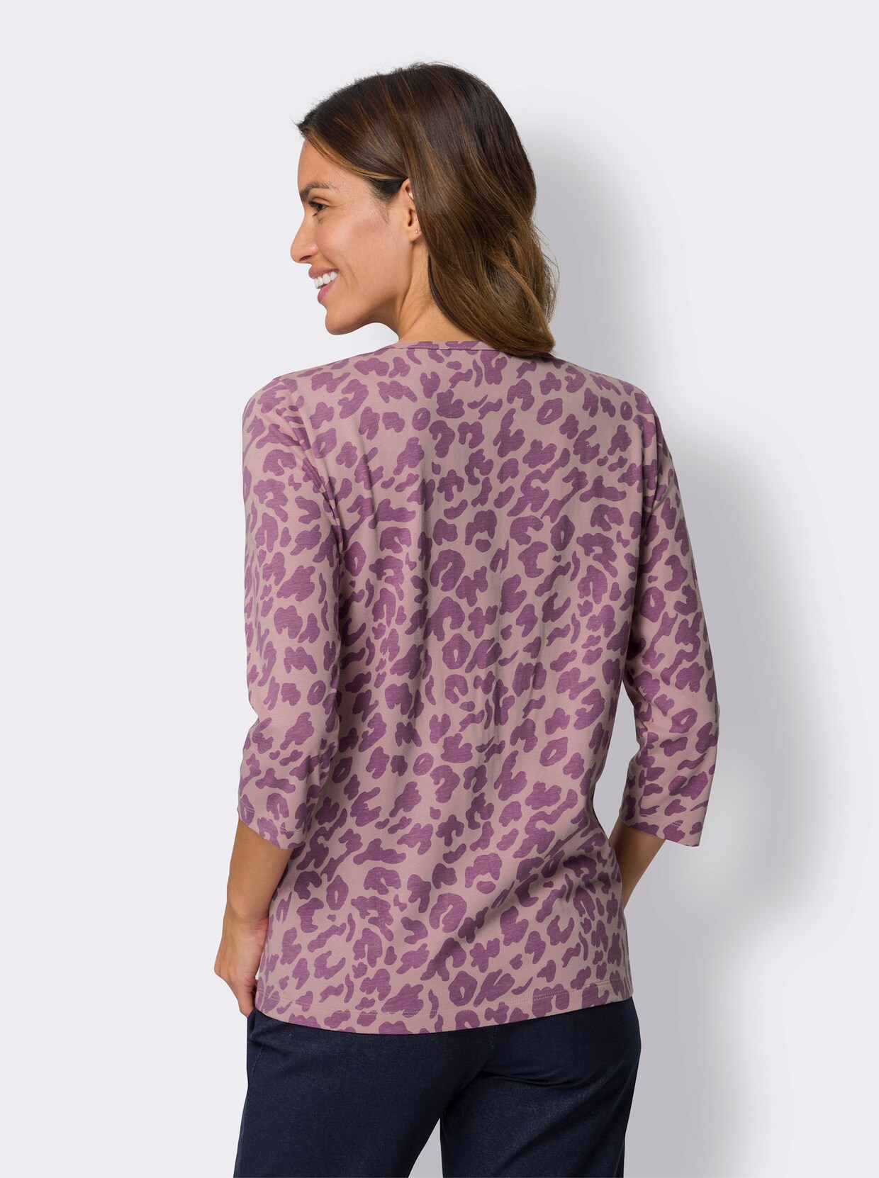 Voľnočasové tričko - Hortenziovo-fialová potlač