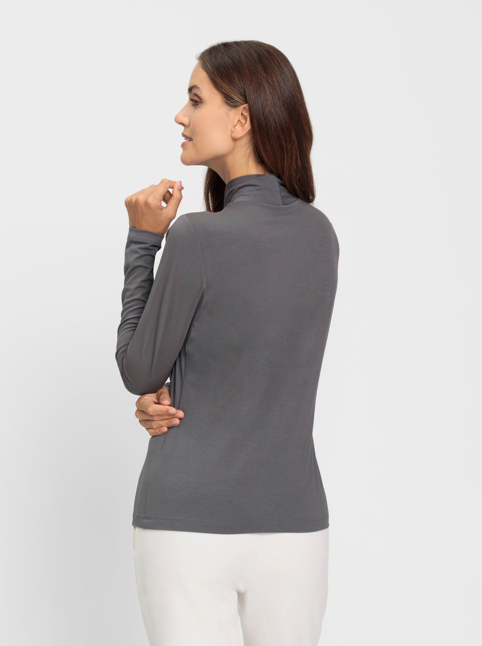 heine Langarmshirt mit drapierten Falten - anthrazit