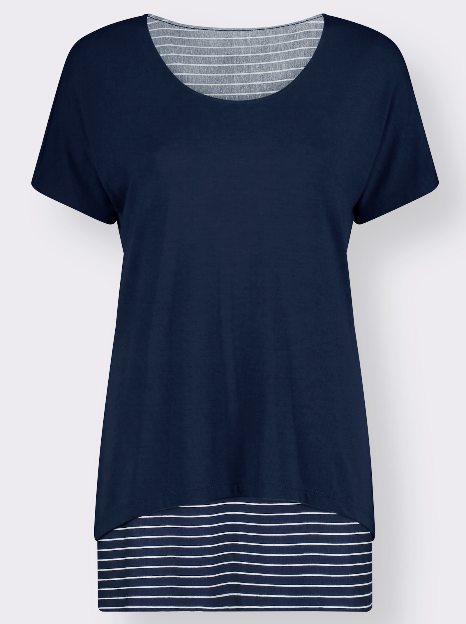 Tričko 2 v 1 s proužkovaným topem - námořnická modrá
