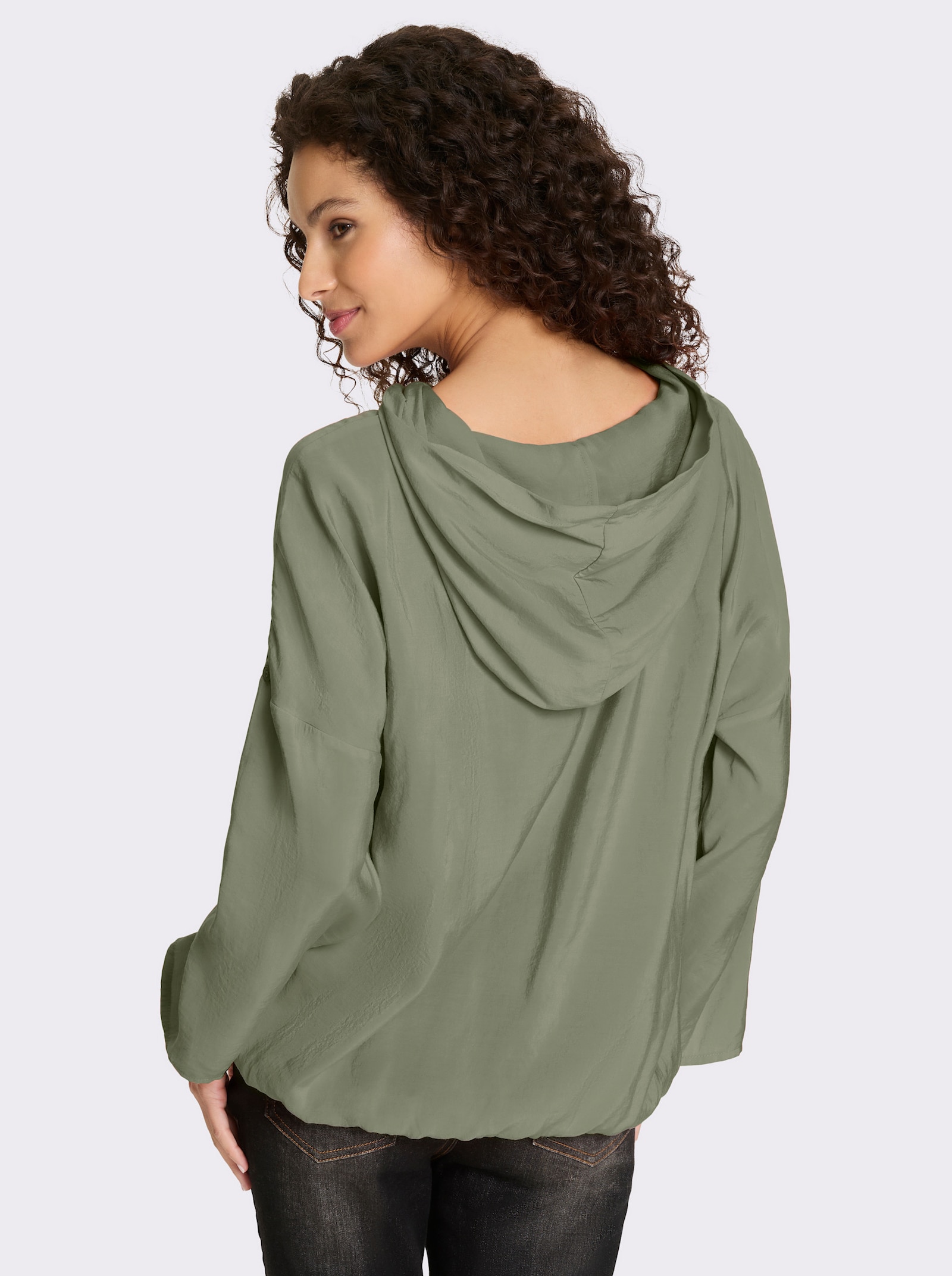 heine Comfortblouse met opstroopbare mouwen - kaki