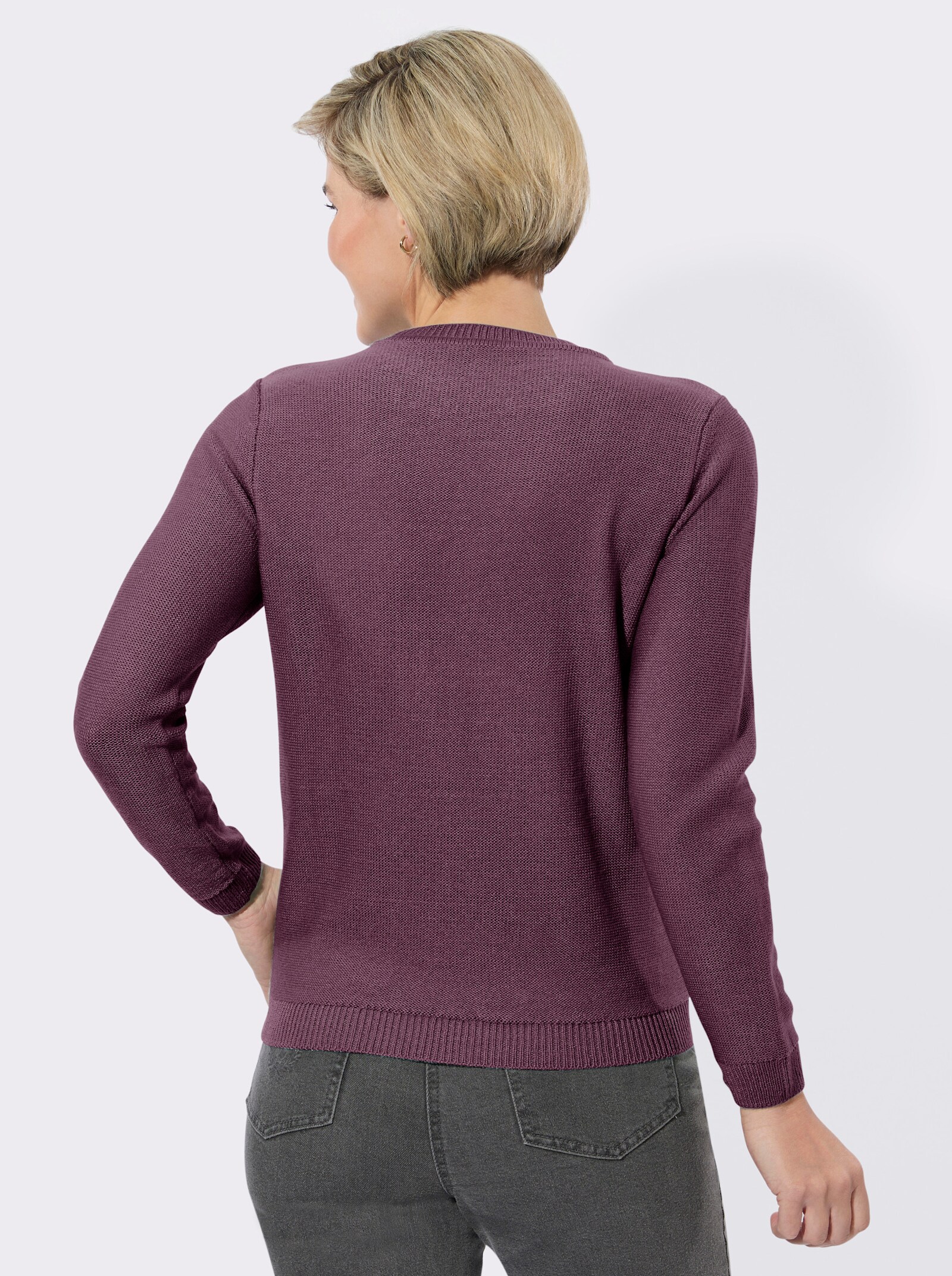 Rundhalspullover mit Strickmuster - violett