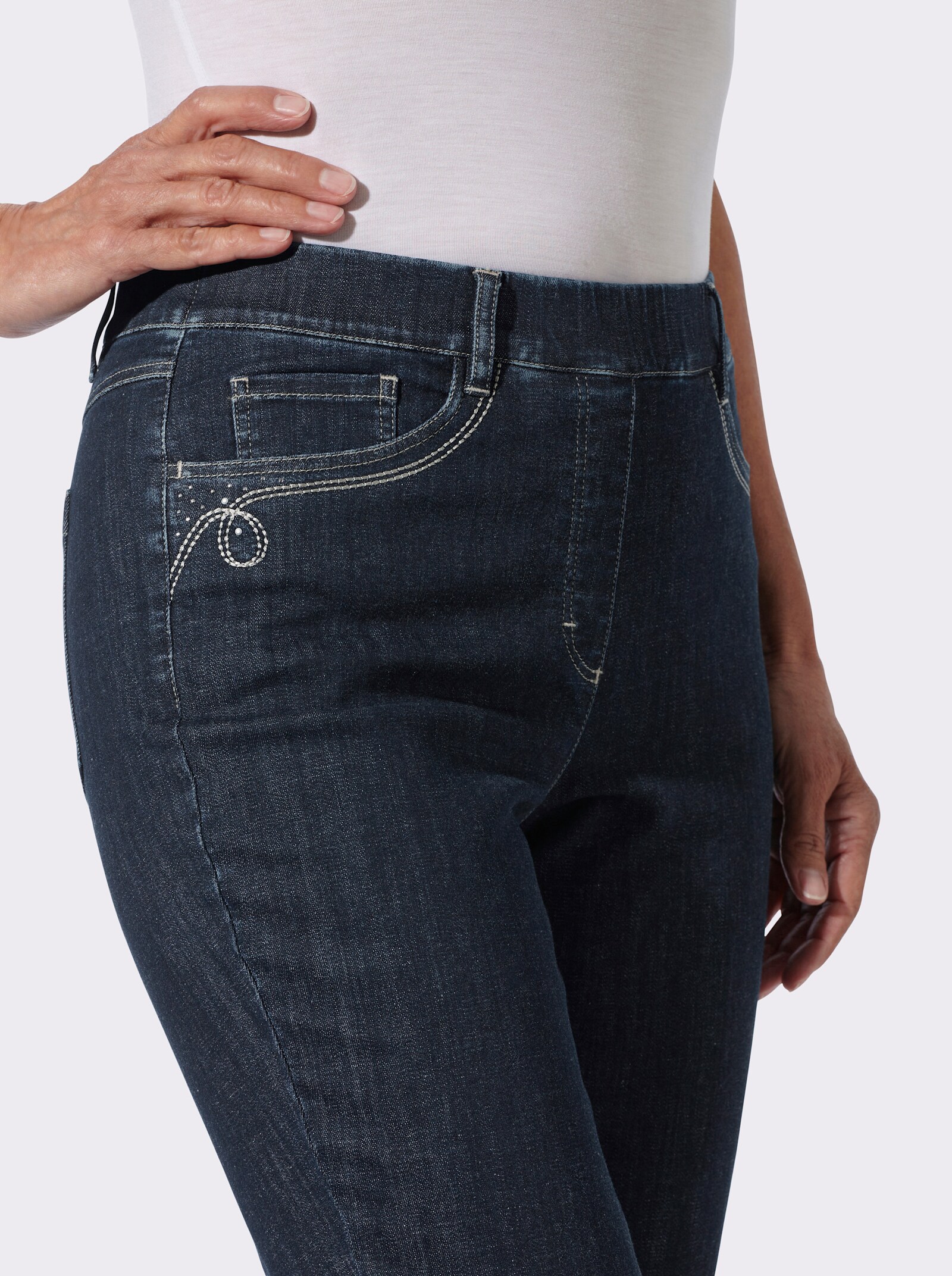 Jeans mit Rundum-Dehnbund - dark blue