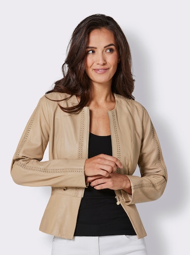 CREATION L PREMIUM Lederblazer mit Schößchen - camel