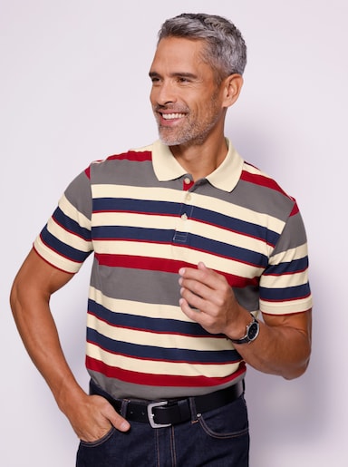 Poloshirt - erdbeere-sand-geringelt