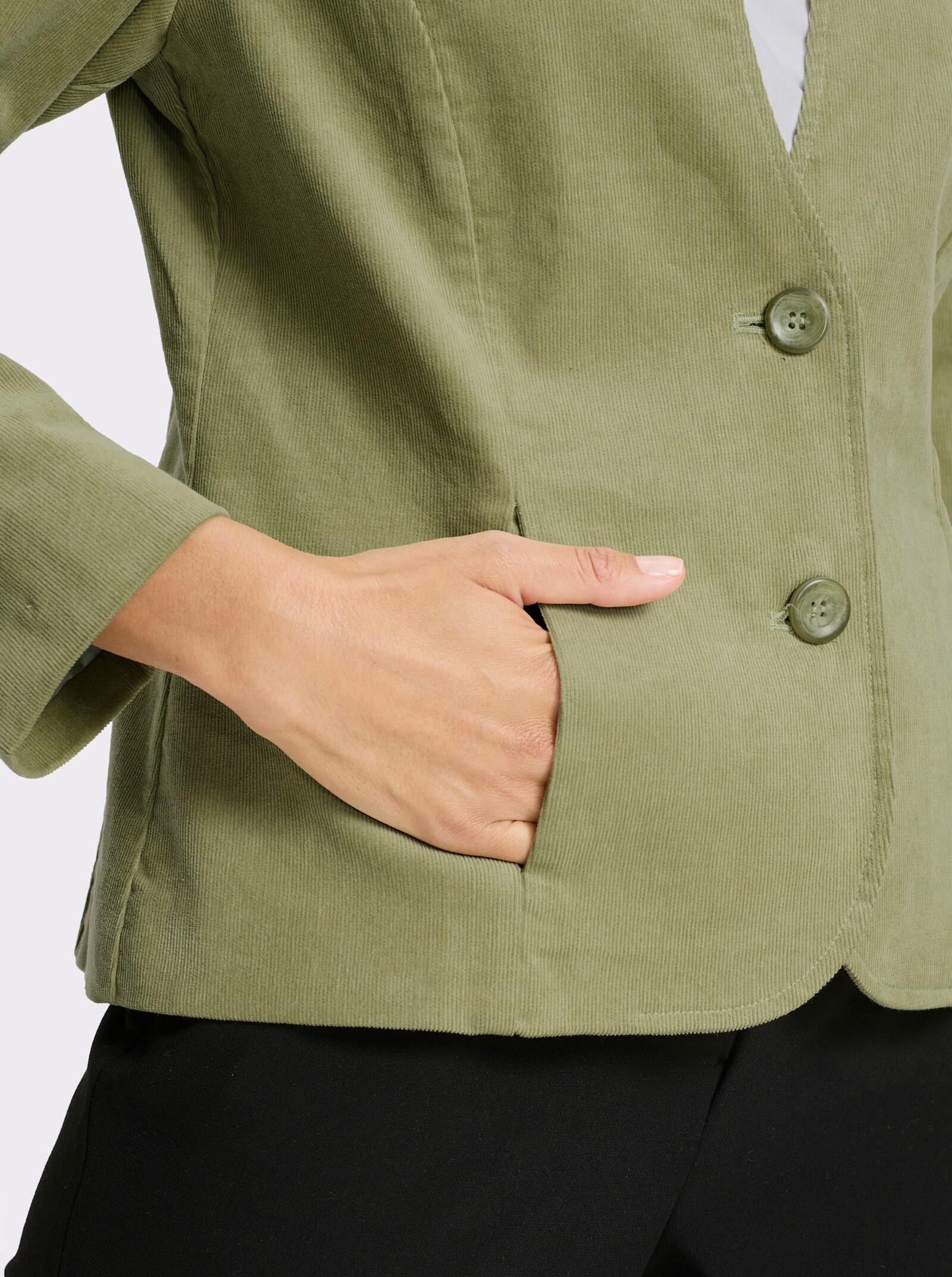 Cordblazer mit Stehkragen - schilf