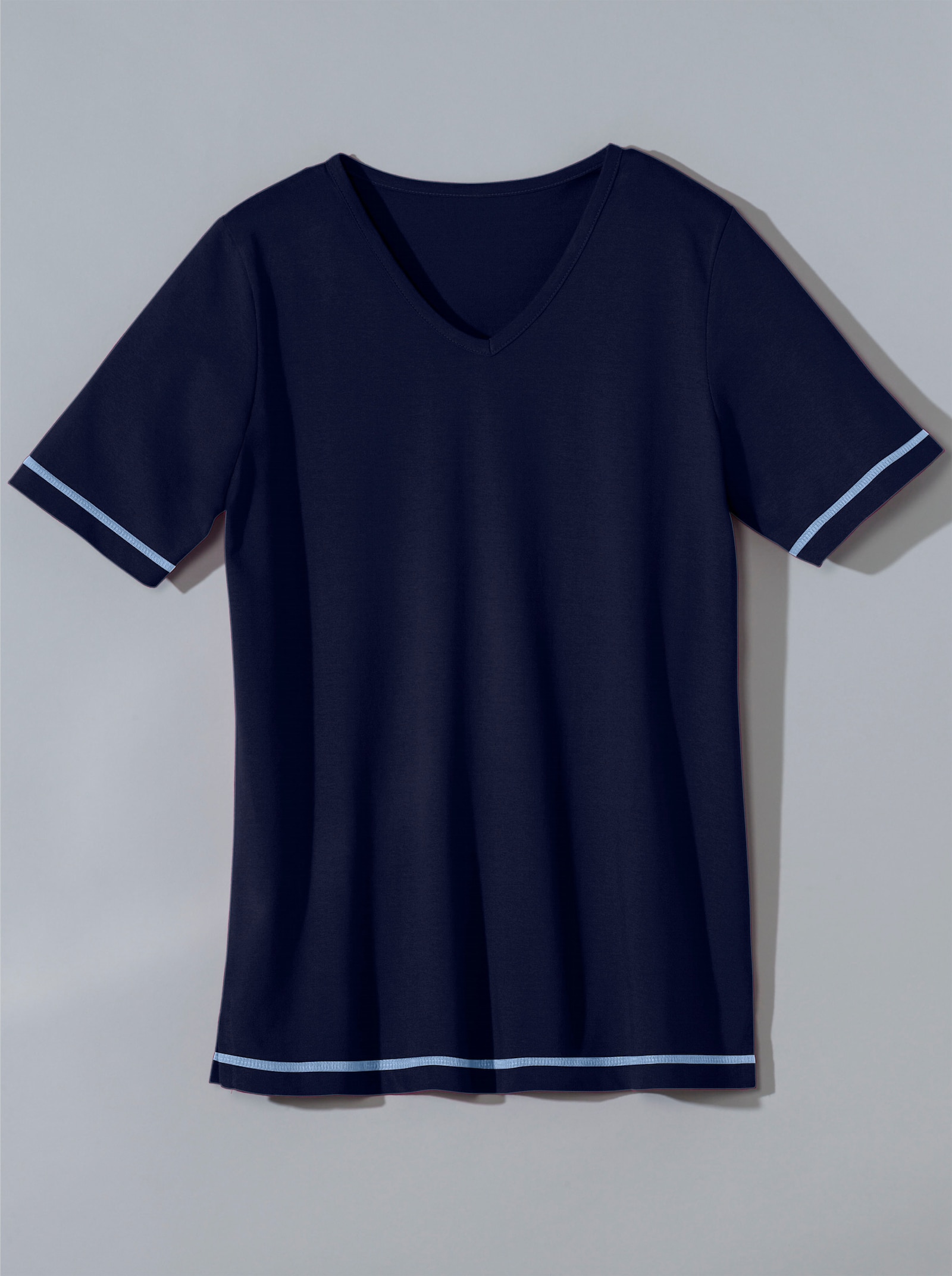 Shirt met korte mouwen en zijsplitten - marine