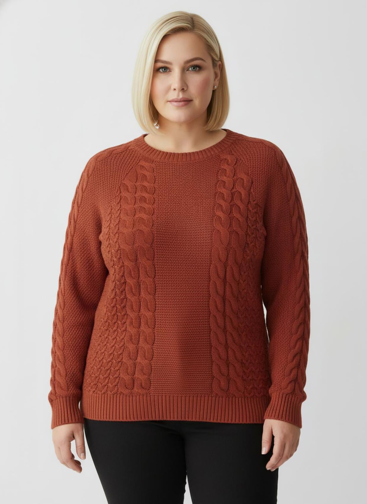 Strickpullover im Mustermix - rostrot