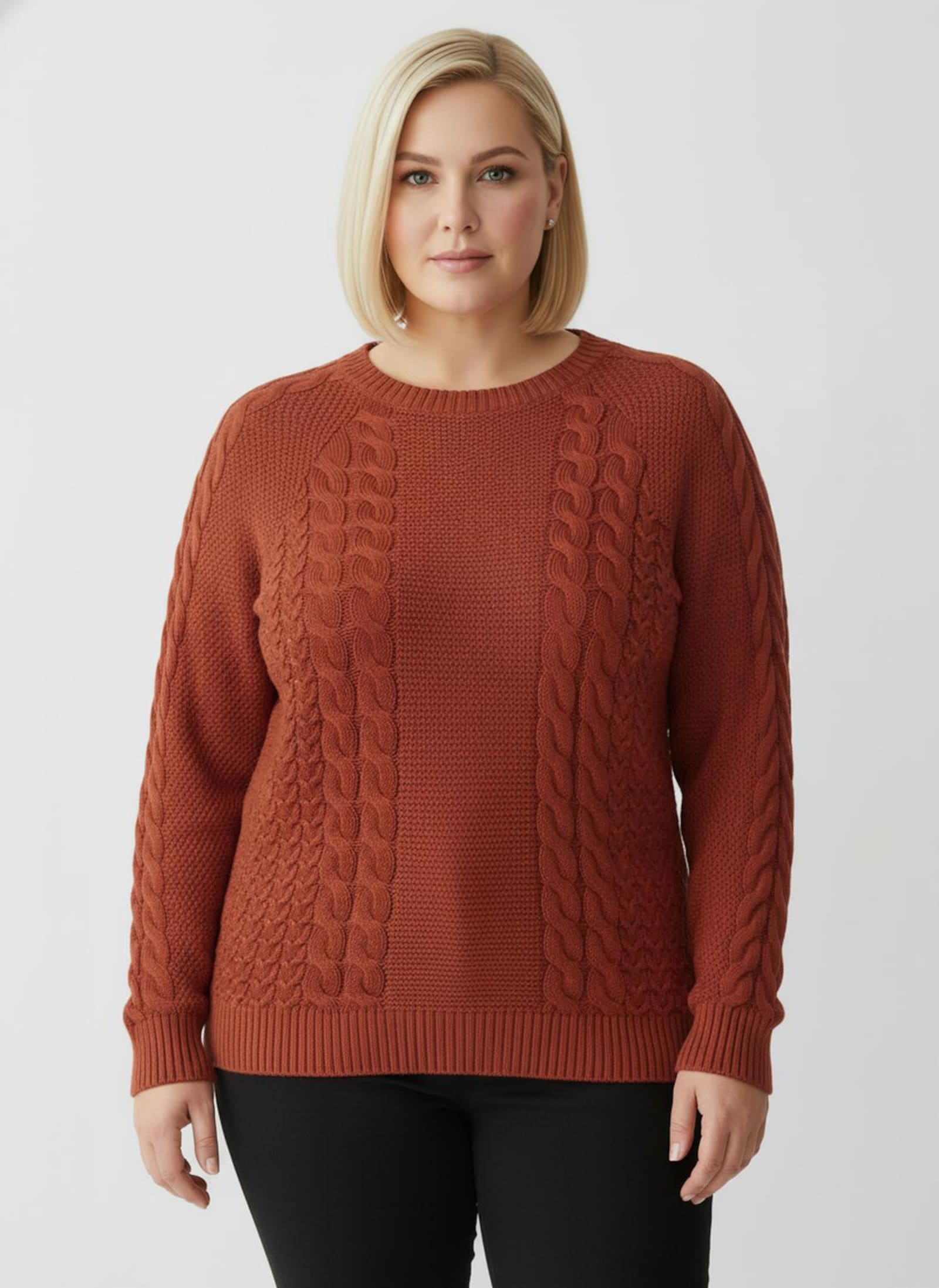 Strickpullover im Mustermix - rostrot