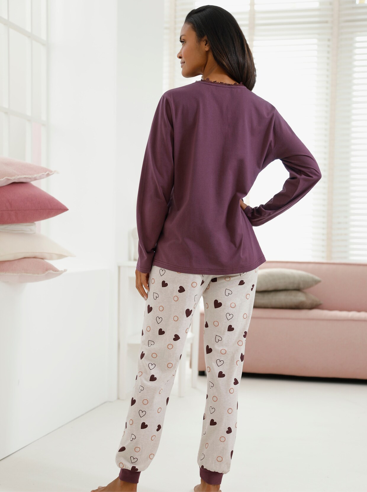 wäschepur Pyjama-Shirt - bordeaux