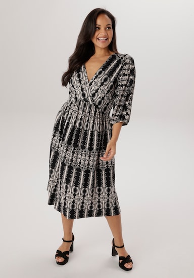 Aniston PLUS Jerseykleid - schwarz-weiß