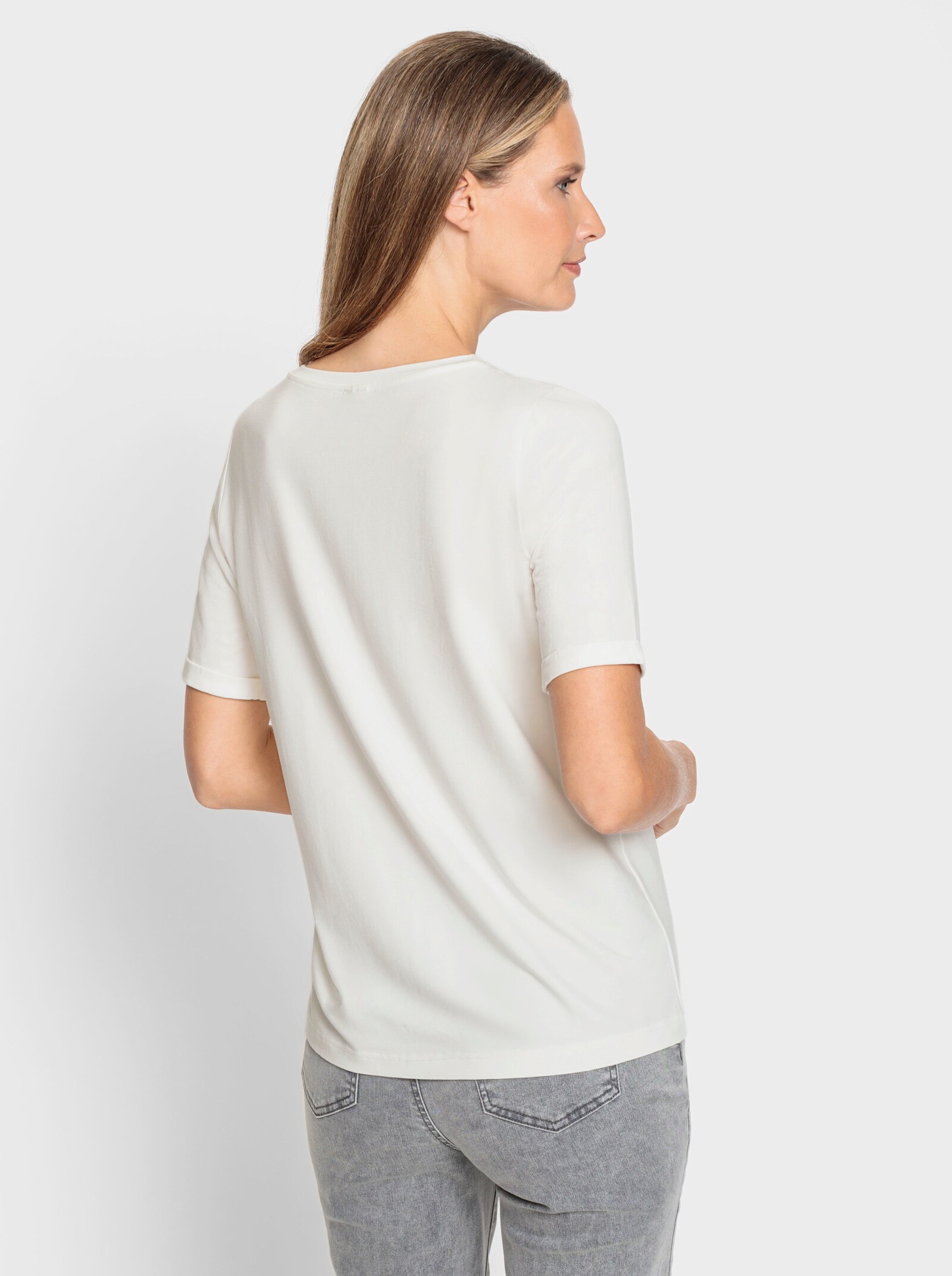 heine Kurzarmshirt mit Foliendruck - ecru