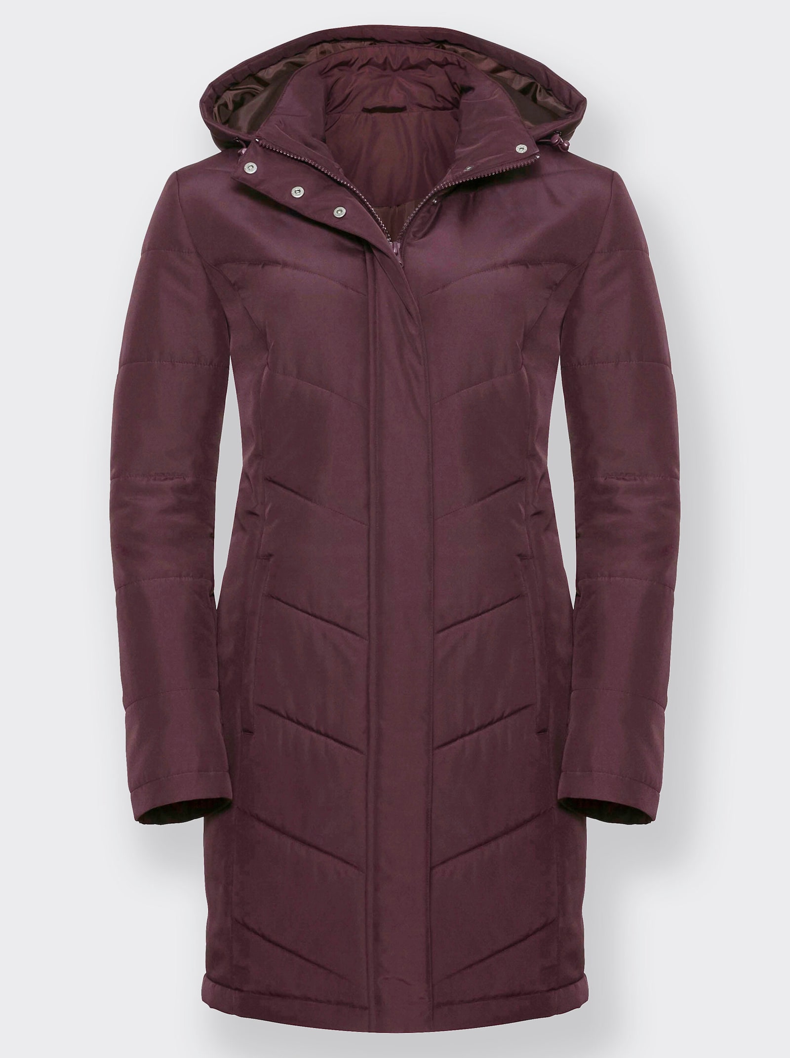 Dlhá bunda s odopínateľnou kapucňou - bordová