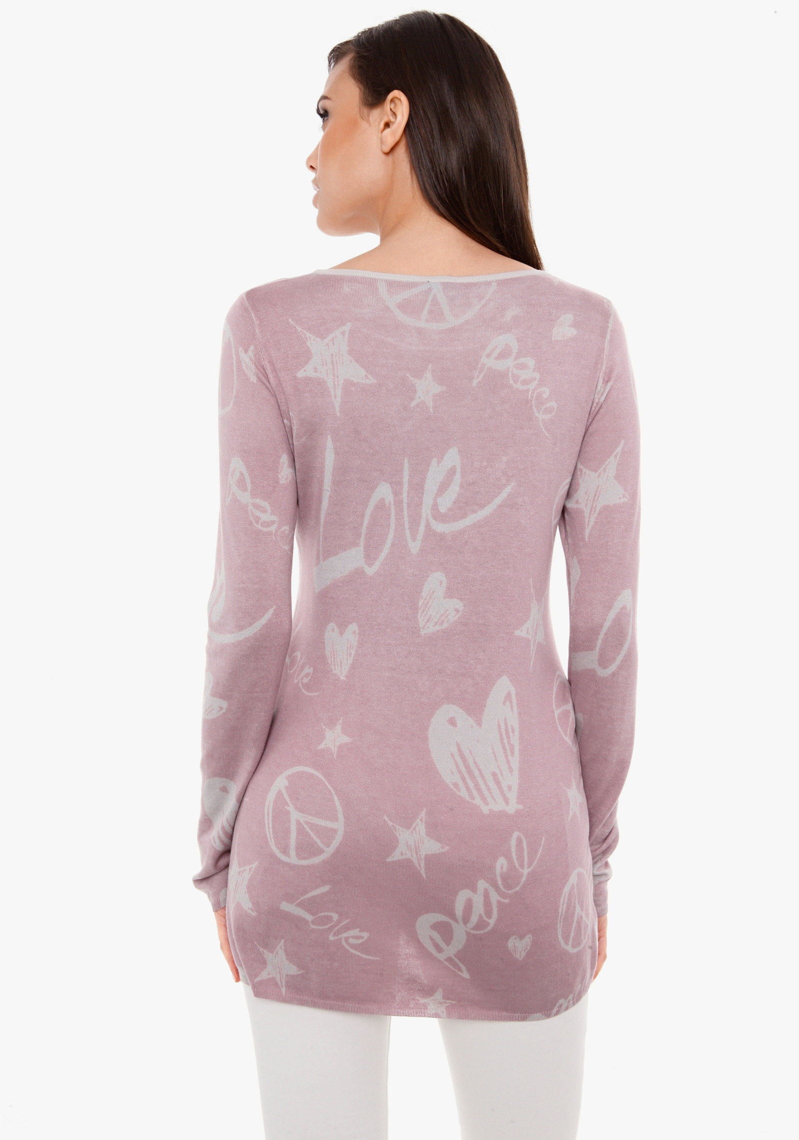 heine Feinstrickpullover mit Grafik-Print - rosé