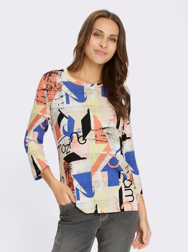 Print-Shirt - royalblau-orange-bedruckt
