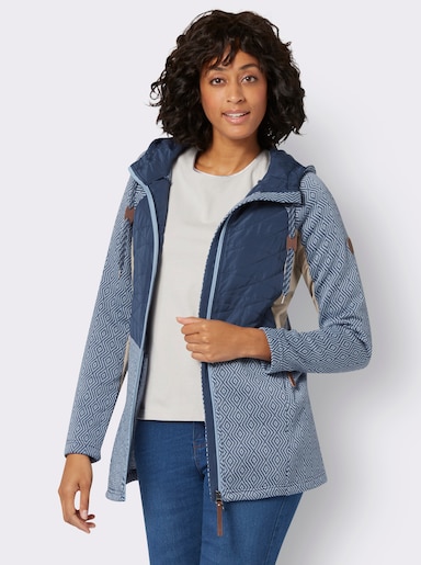 Strickfleece-Jacke - bleu-jeansblau-gemustert