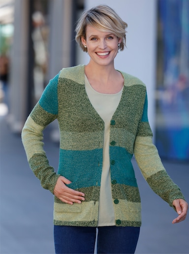 Strickjacke - moos-lindgrün-meliert