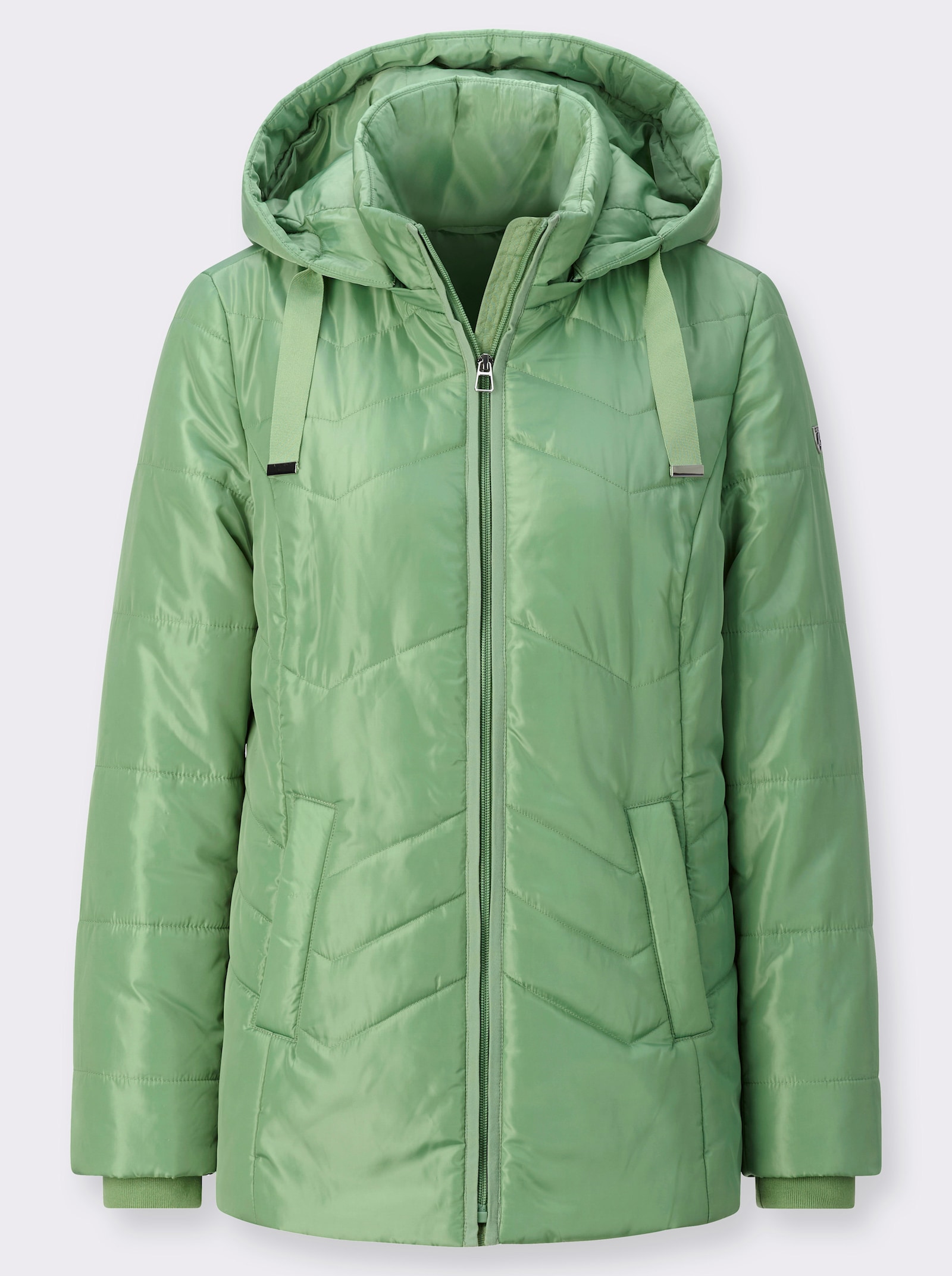 Steppjacke mit Jersey-Bündchen an den Ärmeln - eucalyptus