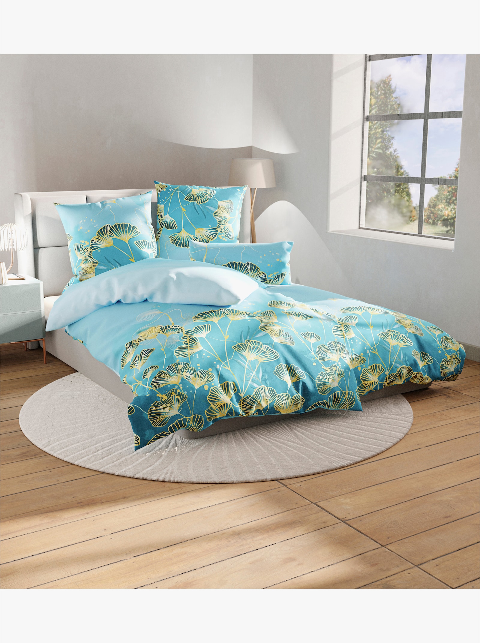wäschepur Bettwäsche - türkis-aquapetrol-bedruckt