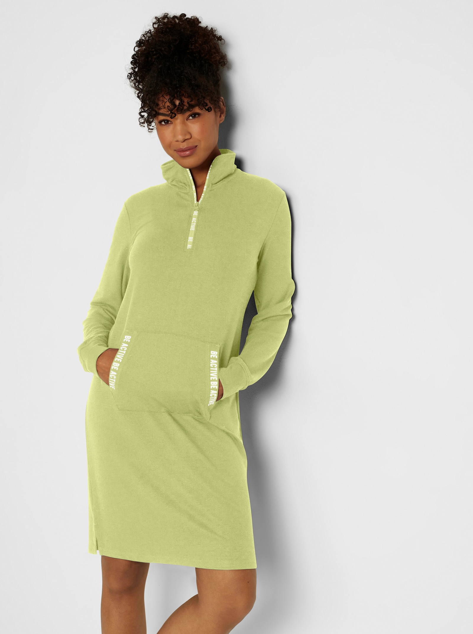 Jerseykleid mit Modal - pistazie-weiß
