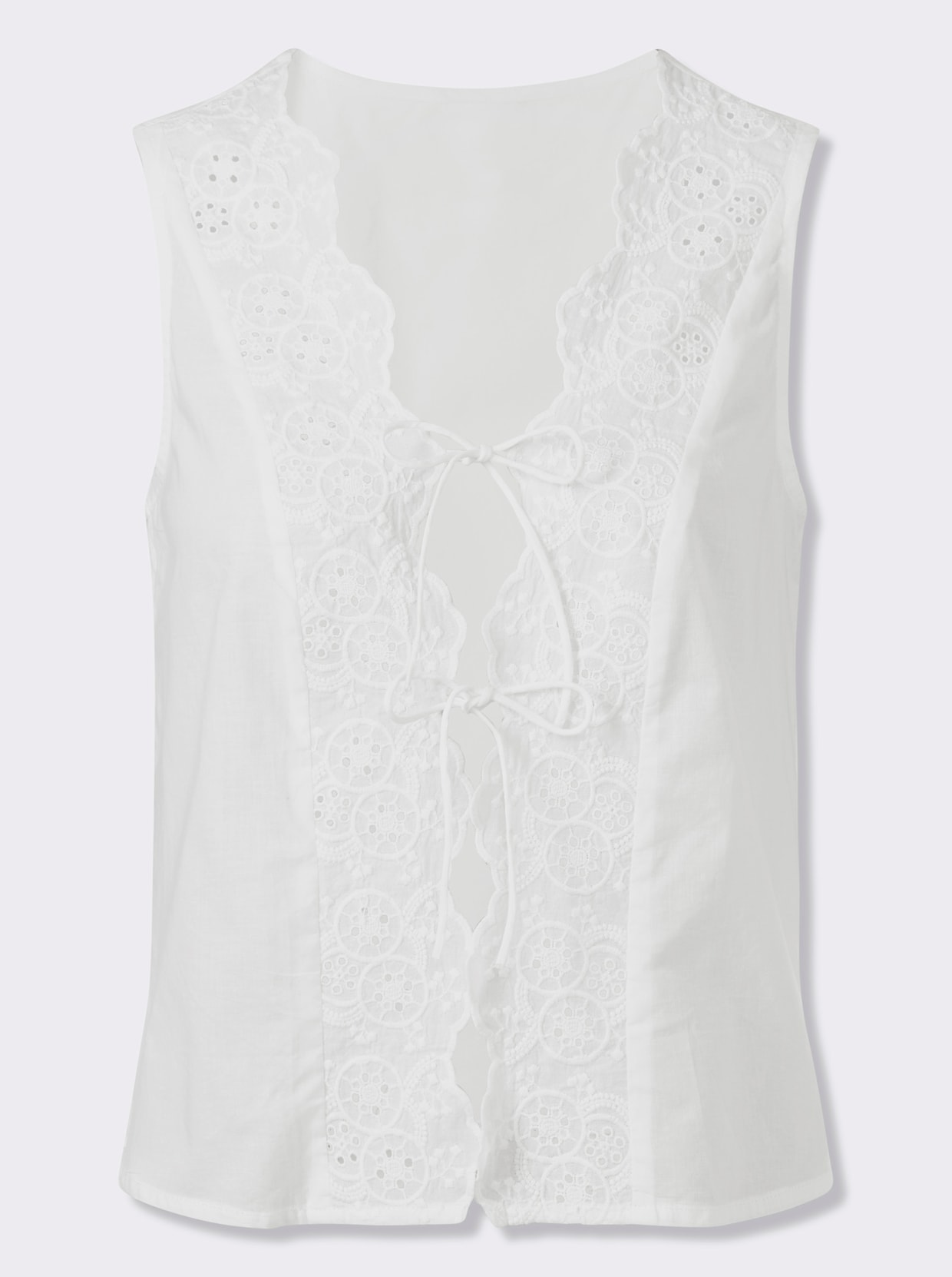Weste mit Spitzeneinsatz vorne - ecru
