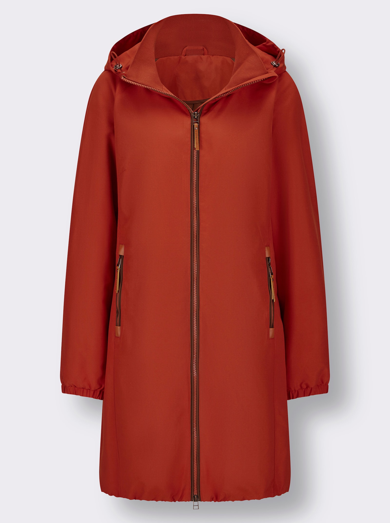Kurzmantel mit Gummizug am Saum - rostrot