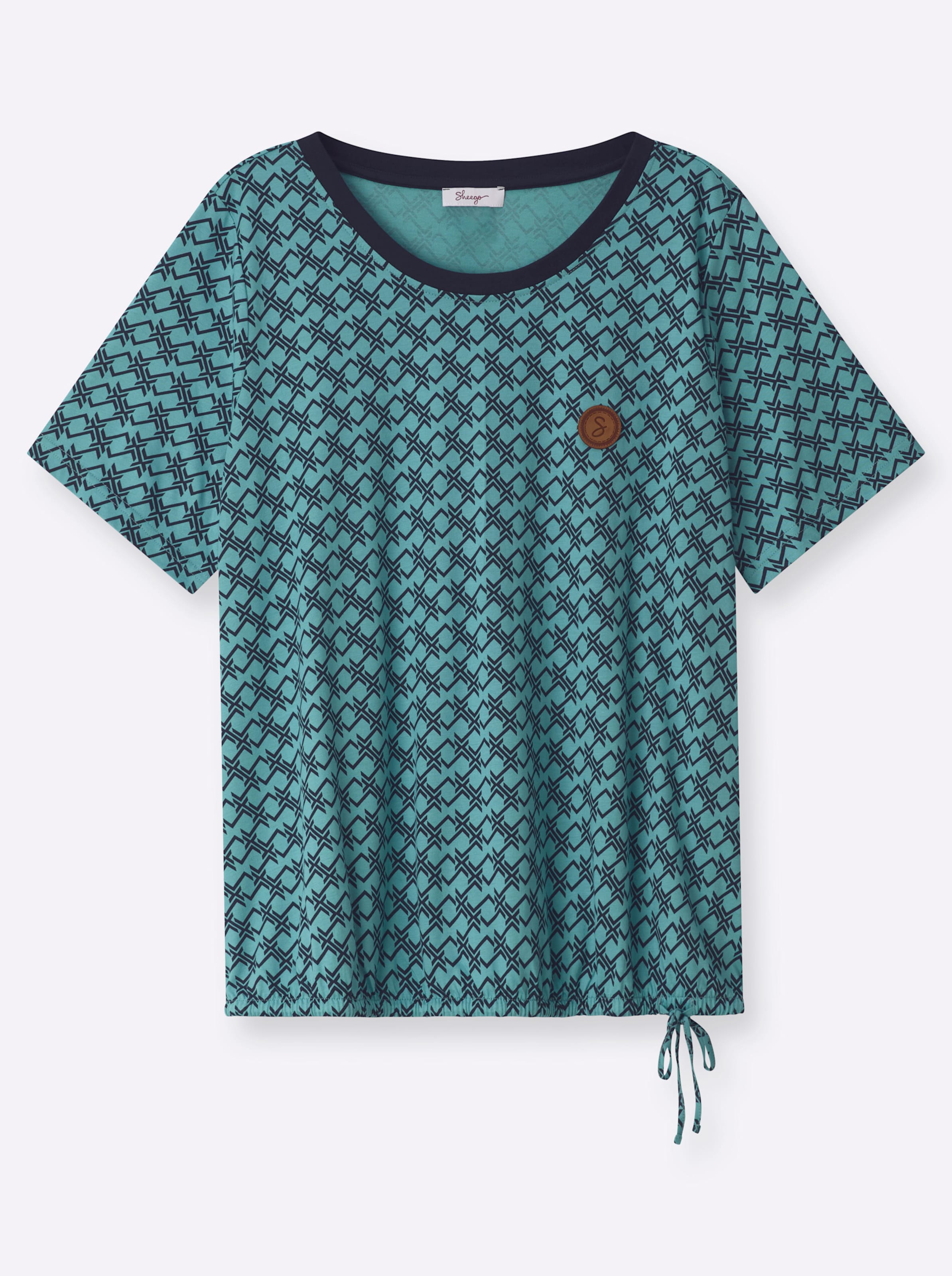 Sheego Damen Ocker Tiefblau Bedruckt Rundhalsshirt "Halbarmshirt" 1 erhältlich in Größe 40/42/44/46/48/50/52/54/56/58 von Baur - Bild 4
