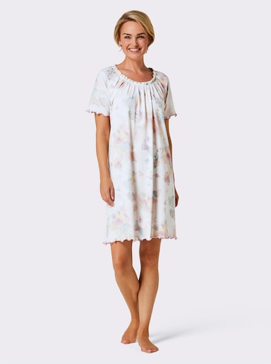 wäschepur Nachthemd mit Flügelärmeln - weiß-mint-bedruckt