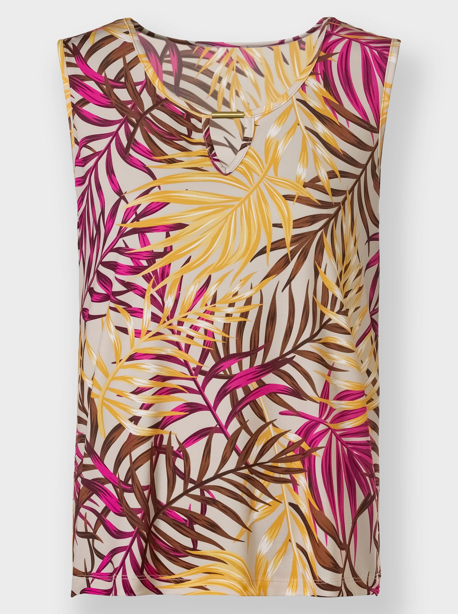 Shirttop in Blätter-Dessin - sand-bedruckt