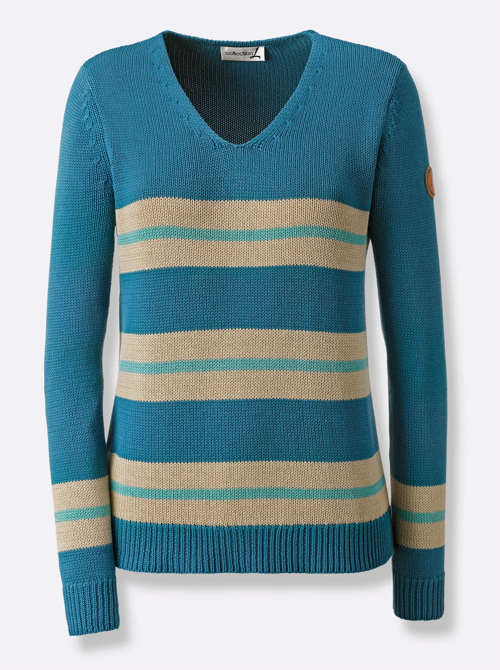 Pullover mit V-Ausschnitt - topas-beige