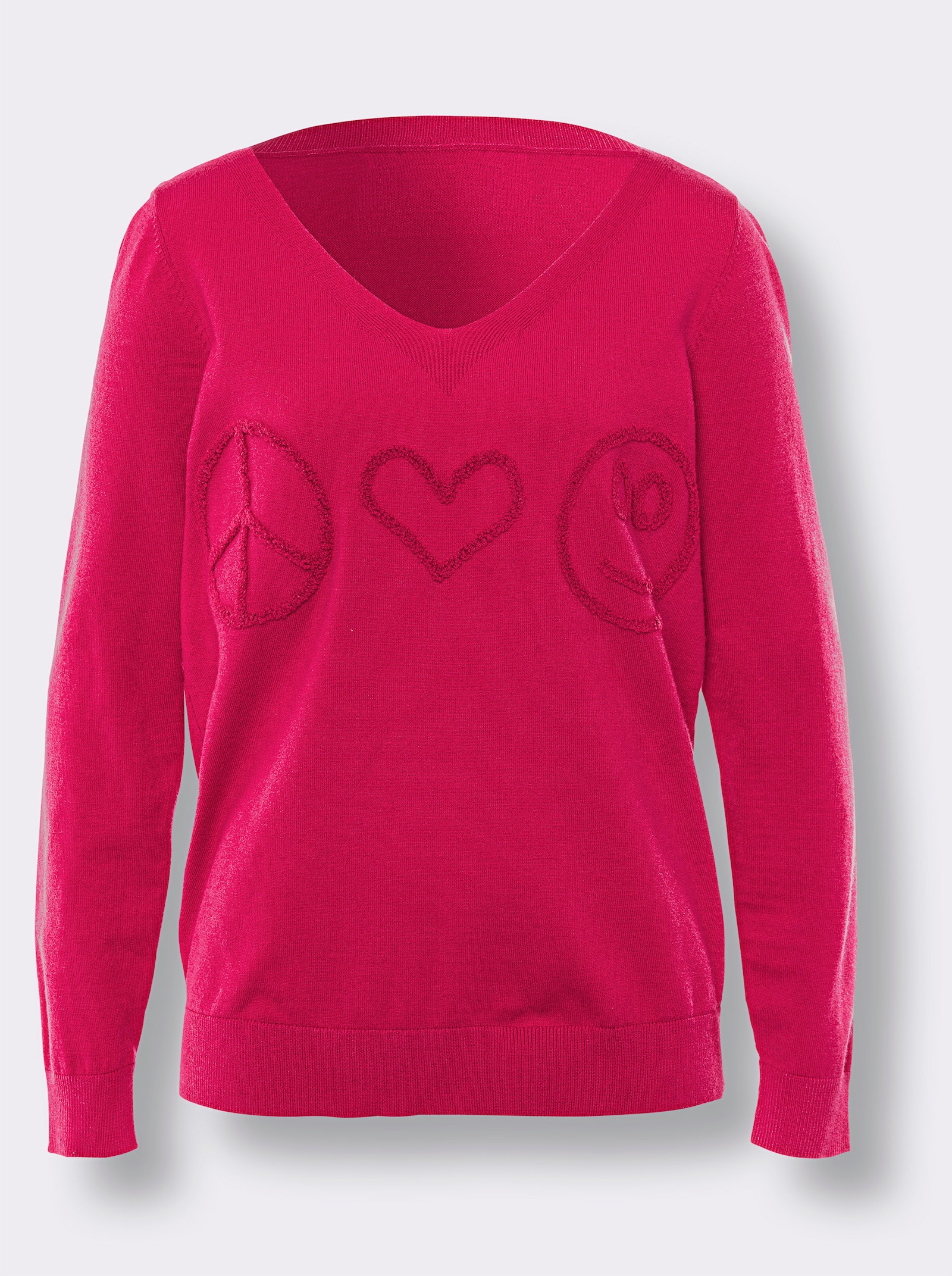 heine Feinstrickpullover mit Muster in 3D-Optik - pink