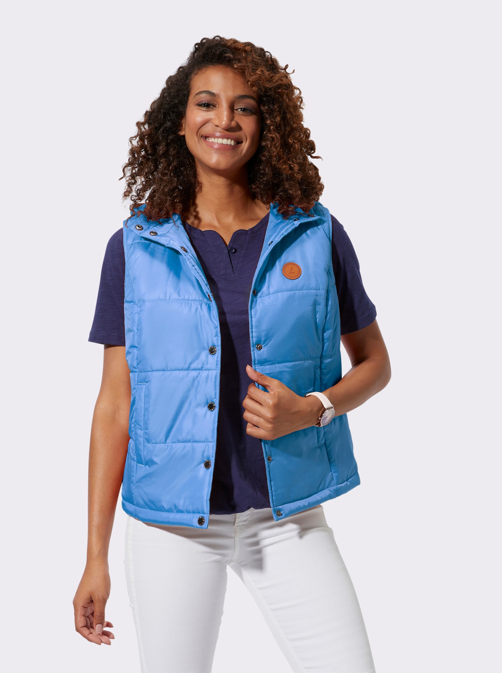 Bodywarmer met capuchon - hemelsblauw