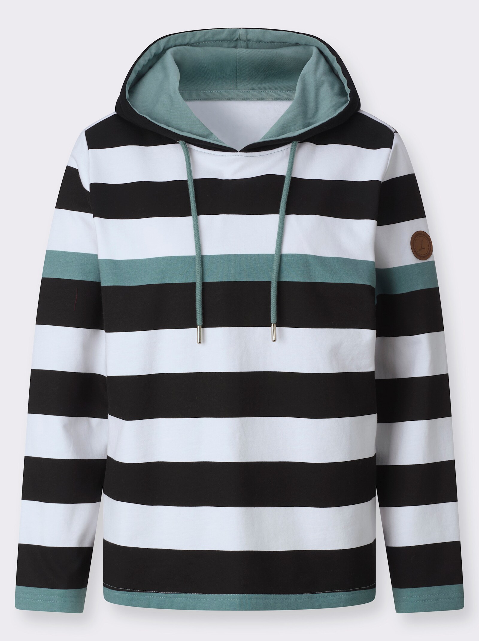 Sweatshirt in innen angerauter Qualität - jade-schwarz-geringelt