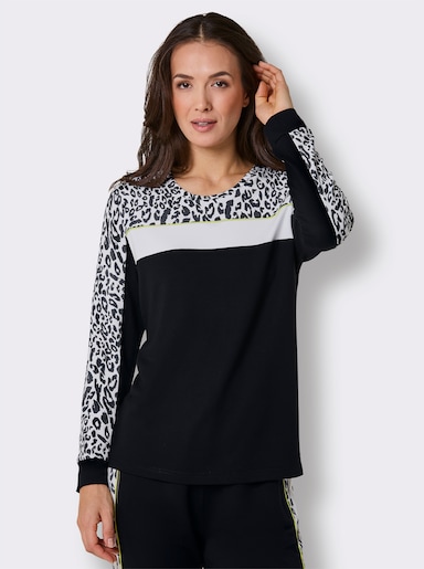 CREATION L PREMIUM Langarmshirt in Lyocell-Qualität - schwarz-weiß