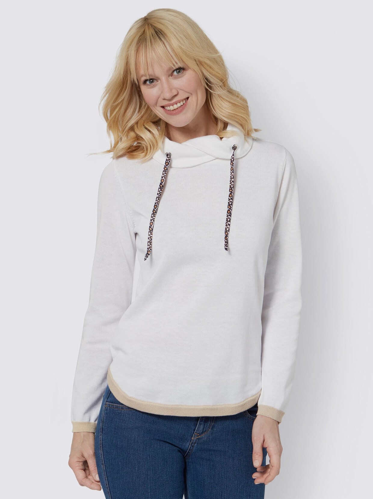 Langarm-Pullover - ecru-sand