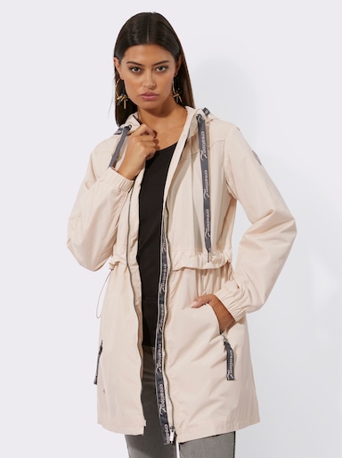 Kapuzenjacke mit weitenregulierbarem Koller - elfenbein