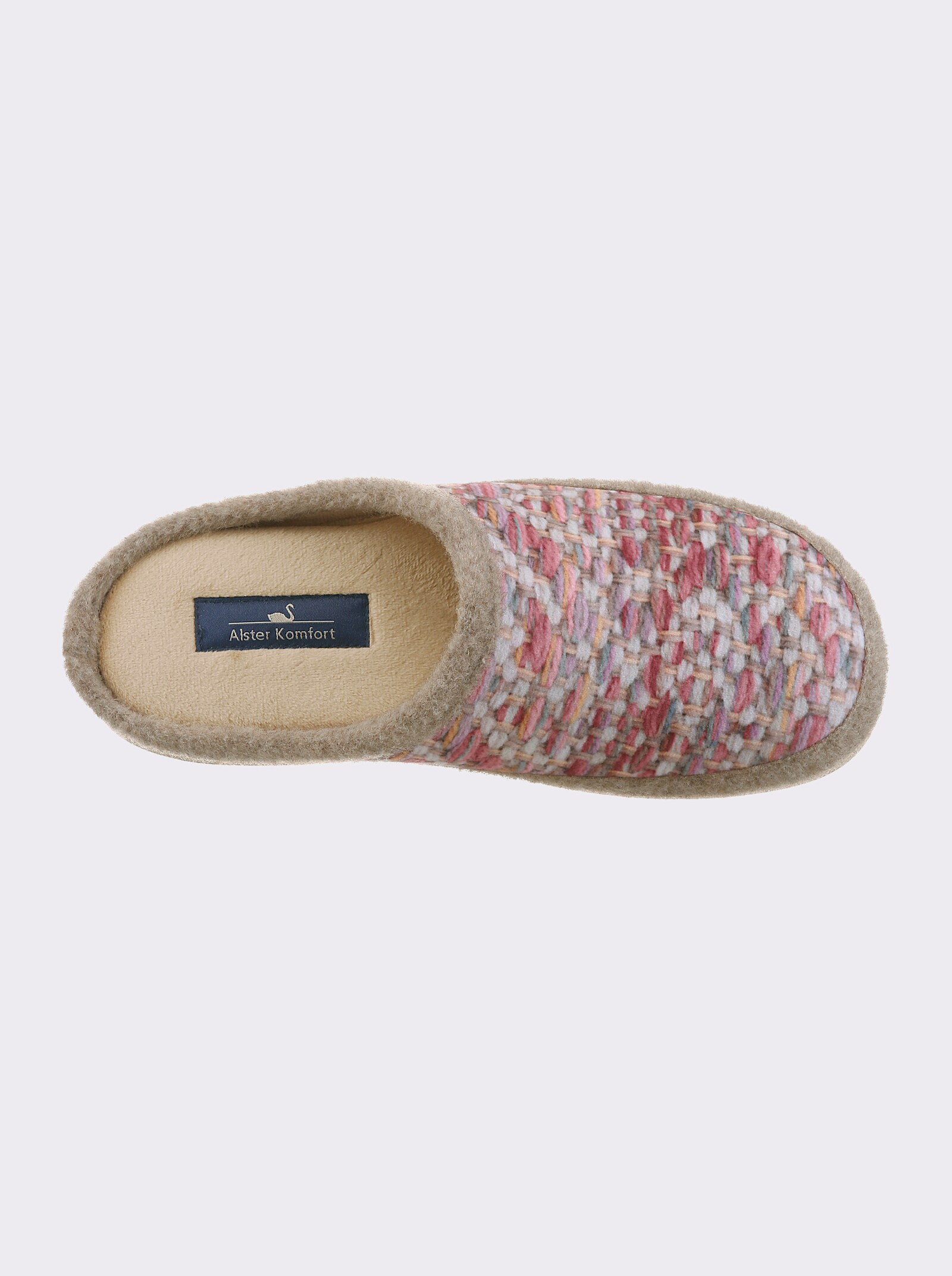 Pantoffel in Strick-Optik, Textil - rosé-gemustert