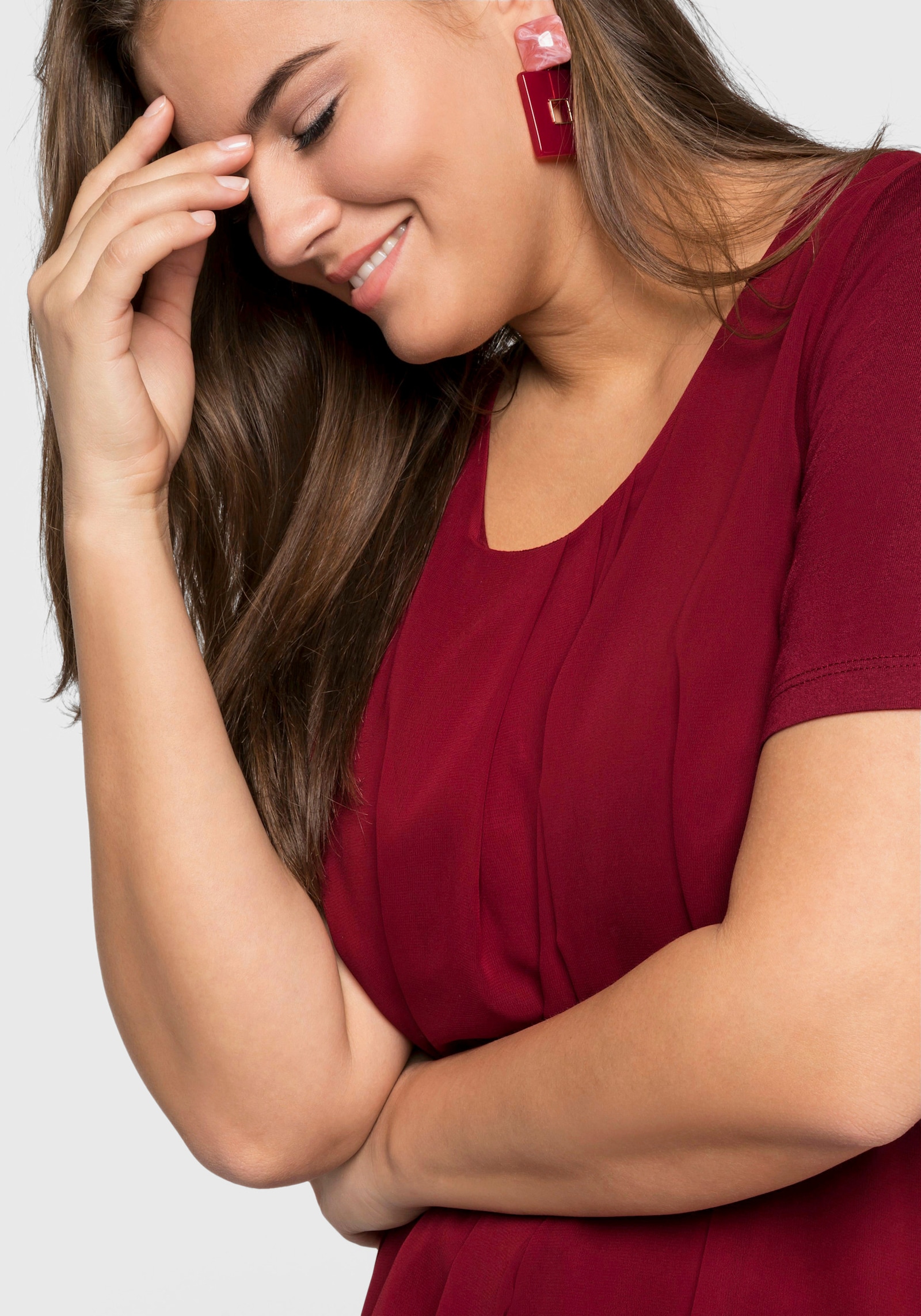 sheego Blusenshirt im Lagenlook - rubinrot